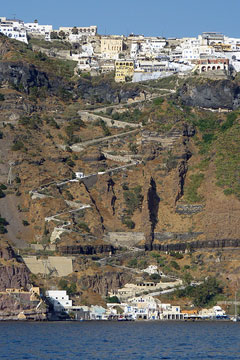 Fira et le vieux port de Santorini