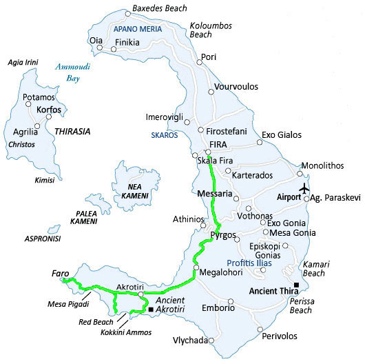 Route Fira-Akrotiri