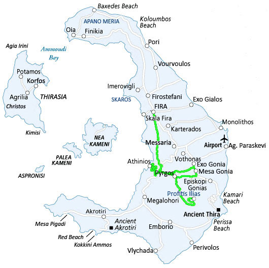 Route Fira-Akrotiri